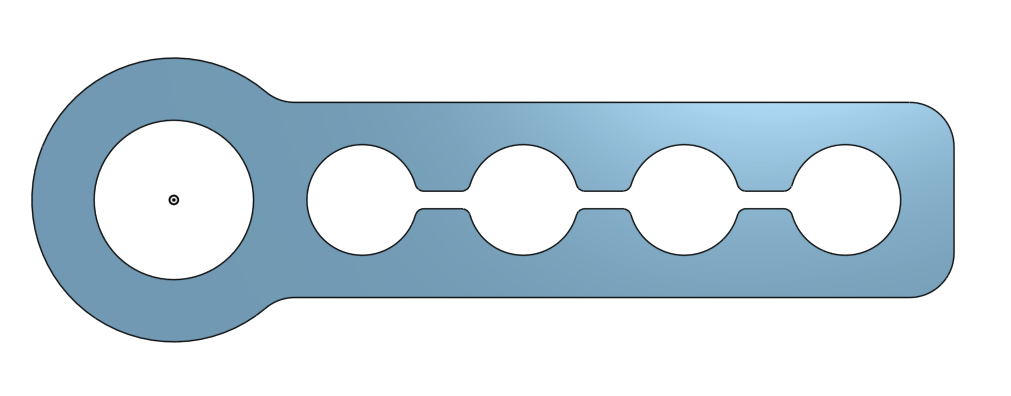 Version 2 of the part. Instead of the small relief holes, there's now a long cutout running the length of the part, connecting all the hose holes.